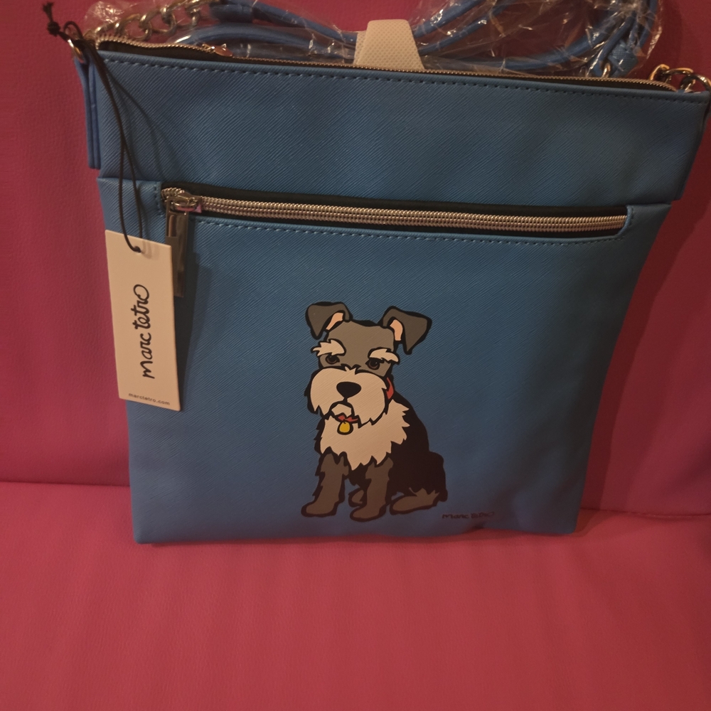 Marc Tetro Blue Crossbody Bag with Dog Design